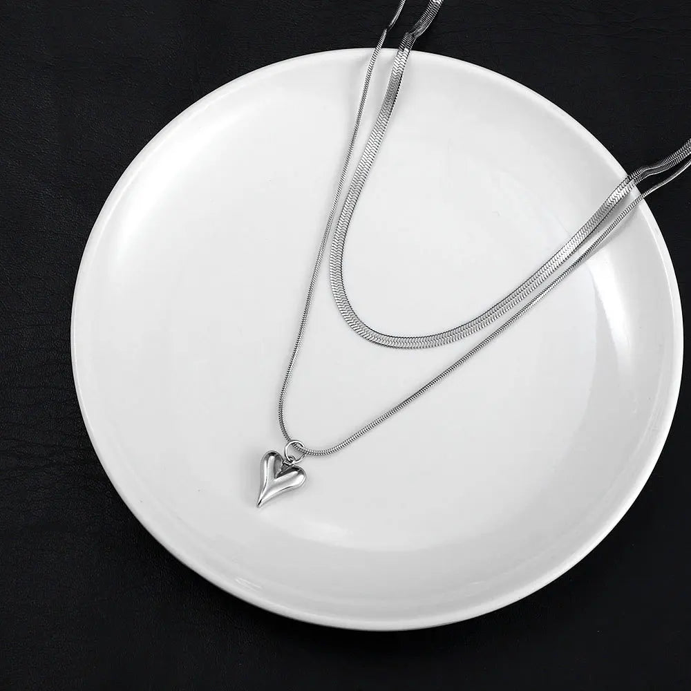 Evoke Duo Layered Heart Necklace